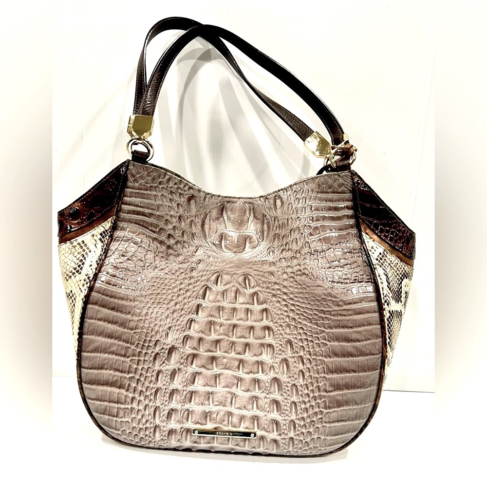 AUTHENTIC BRAHMIN PURSE EXCELLENT CONDITION - 2 Tone - Croc & Snake Skin